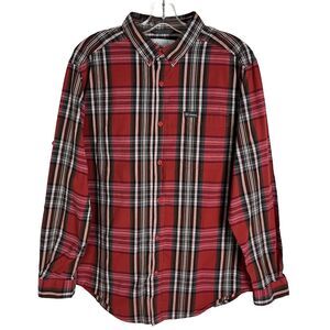Columbia Sportswear L‎ Long Sleeve Shirt Red Plaid Button Down Cotton